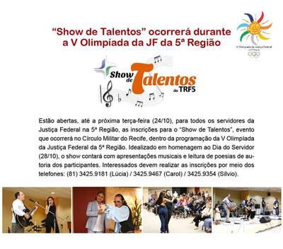 Imagem: Participem do Show de Talentos da 5ª Região