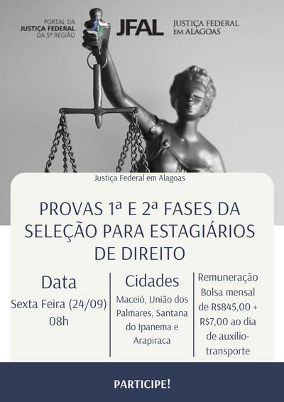 Imagem: Justiça Federal em Alagoas realiza seleção para estágio de Direito no dia 24