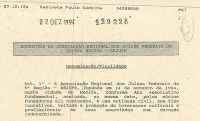 Imagem: Trecho do Estatuto Original da REJUFE