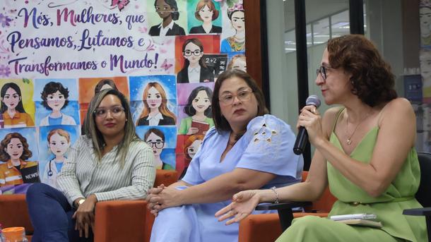Imagem: Psicólogas atenderam ao convite da JFAL para conduzir a roda de conversa dentro da programação do Dia da Mulher